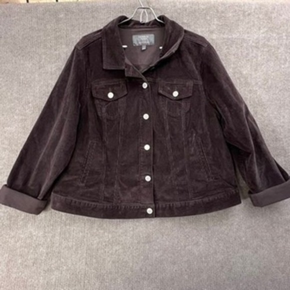 Torrid Womens 2X Corduroy Jacket Brown Button Front Pockets Plus Size - Picture 1 of 10